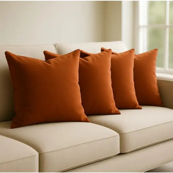 Kit 4 Capas de Almofada Luxo Suede Premium Tamanho 45x45 Com Zíper Invisível Conforto e Sofisticação