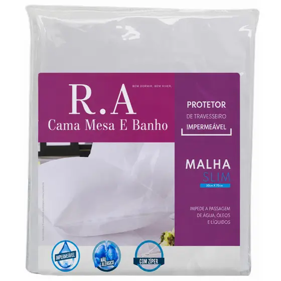 Capa De Travesseiro Protetor Impermeável Antialérgico  50x70cm Com Zíper Não Faz Barulho