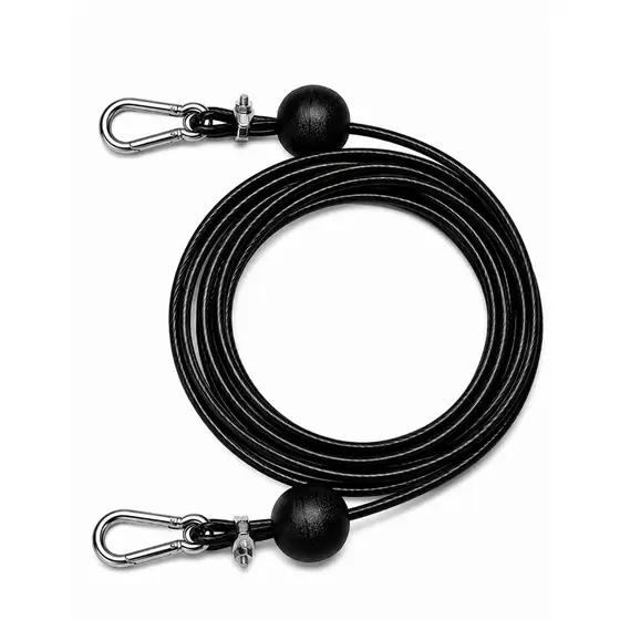 Kit 5,3 M Cabo de Aço 1/8 4,8mm AF 6x7 2L com Bolinha Mosquetão Grampo Aparelho Musculação Academia