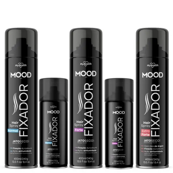 Spray Fixador Para Cabelo Mood 200ml e 400ml - Normal - Forte - Extra Forte - Laquê Brilho