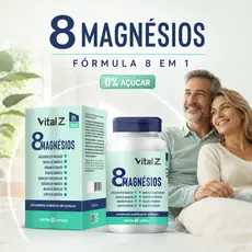 8 Magnésios 8 EM 1 | Fórmula Premium | Vital Z | 60 Cápsulas | Envio Imediato