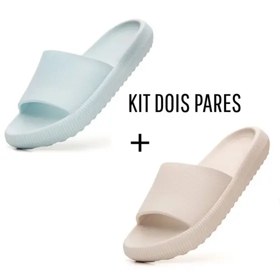 Kit 2 Pares Chinelo Nuvem Masculino + Feminino Conforto Extra Macio