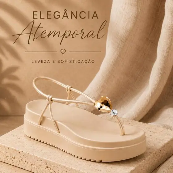 Papete Feminina Coração Strass Plataforma Leve Antiderrapante Premium - Envio Imediato