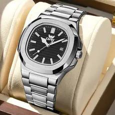 OPK Relógio Masculino Original Luxury Business Casual Waterproof Stainless Steel 6055