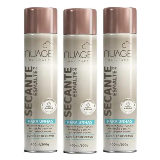 Kit 3 Spray Secante De Esmalte C/ Óleo De Cravo 400ml –Nuage