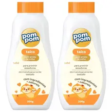 Kit 2 Talco Para Bebe Com Amido De Milho 200g - Pom Pom