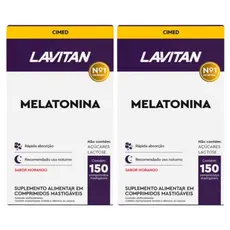Kit 2 Lavitan Melatonina 0,21 mg 150 Comp. Mastigáveis Morango - Cimed