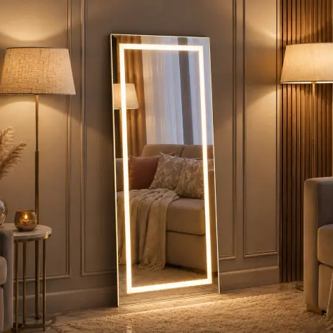 Espelho LED Retangular 120x70 Decorativo Camarim 3 Tons Luz Premium Para Quarto Penteadeira Salão