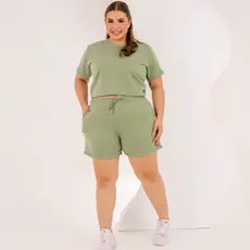 Conjunto Plus Size Verão Moletinho Cropped E Short Casual
