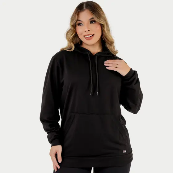 Moletom Canguru Feminino Com Capuz E Bolso Liso Adulto Dona Onda