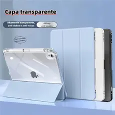 Capa Acrílica Transparente para iPad 5-11 Air M2/M3 com porta caneta-Proteção Rígida e Visual HD