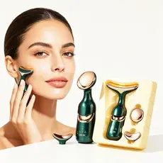 Massageador Facial 3 em 1 a Pilhas 💆‍♀️ Anti-Idade e Firmeza para Pele, com Cabeças Intercambiáveis-N7