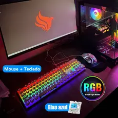 KIT Teclado 100% mecânico Punk Esports RBG+ mouse para jogos Um item obrigatório para os jogadores ABNT 2 -H7