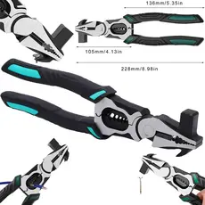 5 em 1 Alicate Universal Multifuncional Resistente Alicate para Eletricista, Mecânico e DIY com Cabo Antideslizante -F11