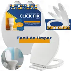 Assento Sanitário Formato Oval Click Tampa de Privada Polipropileno Fechamento Suave Soft Close -K7