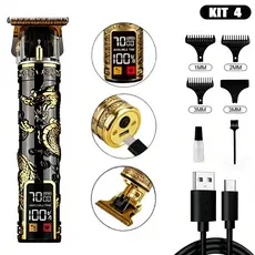 Aparador Cabelo Barba 3 Velocidades LED Digital 120min Sem Fio Premium K4/K5