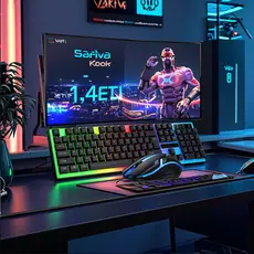 Kit Gamer Teclado Semi Mecânico RGB /Mouse 3200 DPI LED USB PC e Notebook Jogos e Trabalho H8