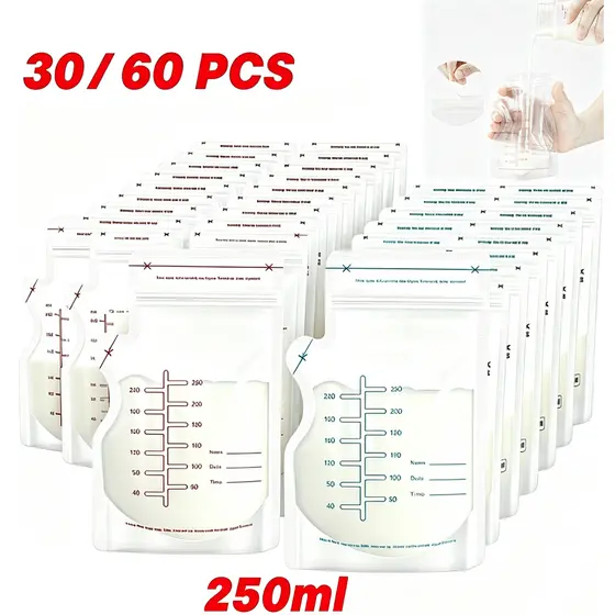 Kit 30/60 Pçs Un Saco Saquinhos Congelar Leite Maternidade Bebê 250ML -P1
