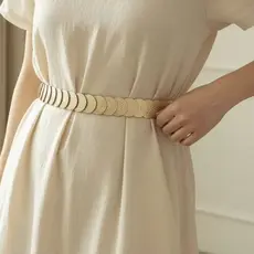 Cinto Feminino Moedas Metal Elástico Tendência Blogueira