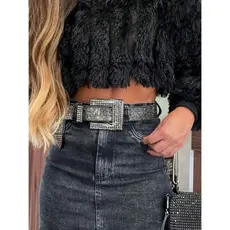 Cinto Feminino Country em Strass Brilhos Ocidental Cowboy Tachas Blogueira Moda Balada Festival