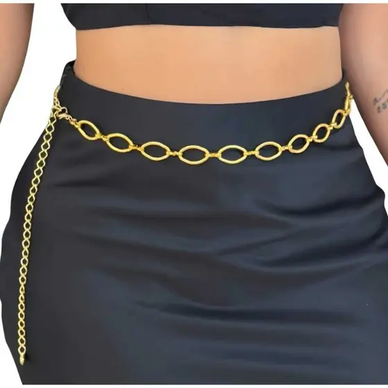 cinto corrente feminino modelo oval moda blogeira