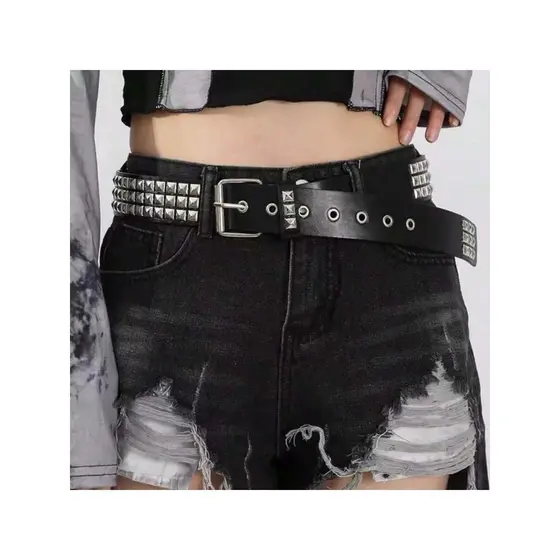 Cinto Pirâmide Punk Ajustável Com Ilhós Estilo de rua (street)Couro PU