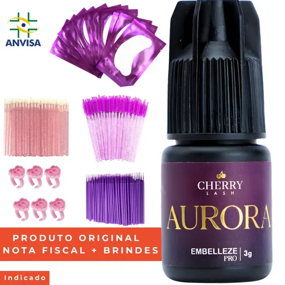 Cola Para Extensão De Cílio Cherry Lash Aurora 3ml Embelleze Preto