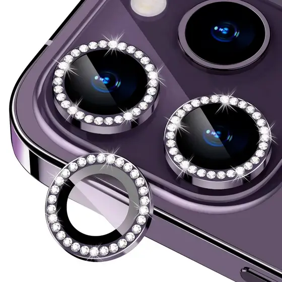 Diamante ﻿ lente Película Câmera Strass Brilho Compatível Com iphone 11 ~16Proteção Prateadoercadozendob