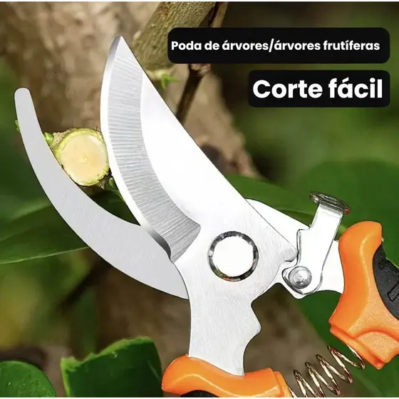 Tesoura de Poda Aço Inox Profissional com Mola e Trava Corte Preciso Jardinagem