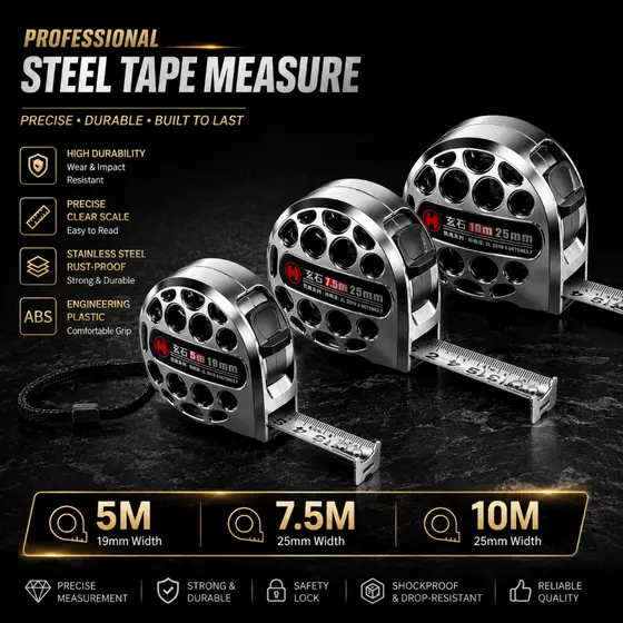 Trena Aço Retrátil 5m 7.5m 10m com Trava Auto Lock Medição Precisa Profissional