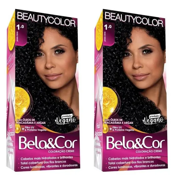 TINTA DE CABELO coloração Bela e Cor 1.0 Preto Ônix Beauty Color