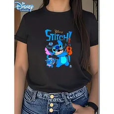 BR.Moonlight Camiseta Stitch Disney Ukulele Gráfico Dinâmico Divertida Confortável Estilosa Casual