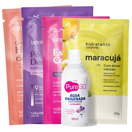 Kit pó descolorante hidratante agua oxigenada esfoliante