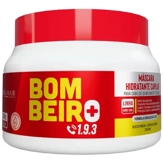 Máscara Chama o Bombeiro Tróia Hair 250g Fortalecimento Capilar Preenchimento de Fibra e Proteção da Cor