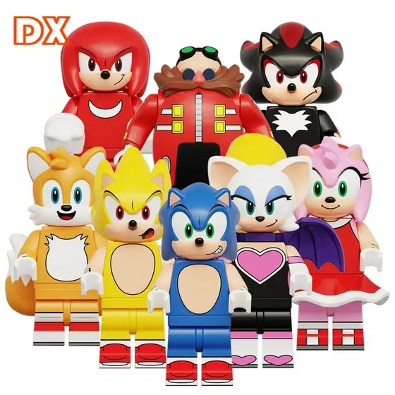 Novo Anime Dr. Egghead Amy Rose Luji Batna Kurusu Tarusu Prata Bloco de Construção Boneca Brinquedo
