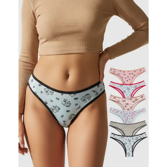 Kit Tanga Calcinhas Feminina Adulto Estampadas New Basi Cotton