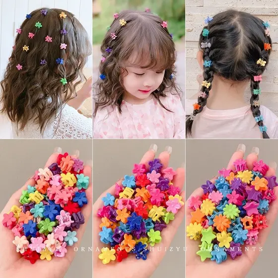 20/50/100Pcs Mini Piranha Grampo Garras De Cabelo Pequenas E Coloridas Garotas Fofa Clipes Acessórios Kids Cartoons
