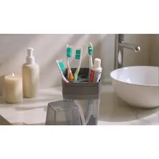 Porta Escova e Creme Dental com Tampa e Organizador para Banheiro Translúcido Rainha 8077