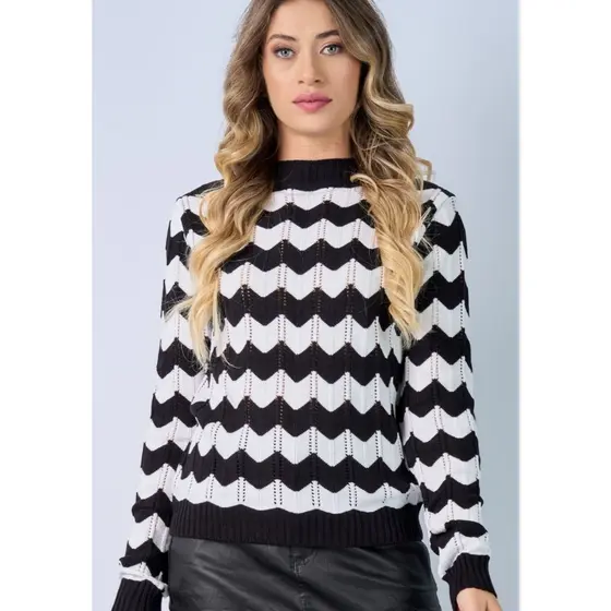 Blusa Tricot modal Feminia 2 cores mizone– Manga Longa Gola Alta Elegante