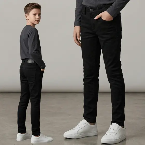 Calça Preta Jeans Infantil Masculina Casual Confortável Básica Criança Juvenil