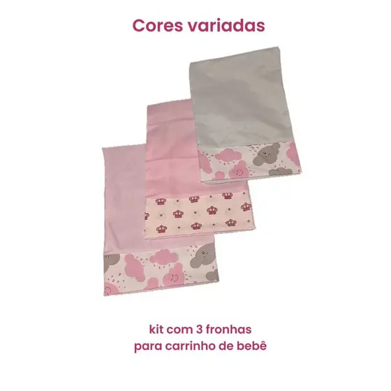 FRONHAS PARA TRAVESSEIRO DE CARRINHO DE BEBÊ, KIT 3 FRONHAS E 1 TRAVESSEIRO ENCHIMENTO SILICONE PURO