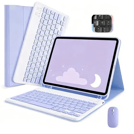 Capa Para Xiaomi Redmi Pad SE 11 polegadas 2023  /pad 2 11 polegadas 2025 Com Teclado Bluetooth Abnt2 e Mouse sem fio