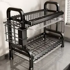 Escorredor Kitchen Rack Aço Inoxidável Organizador Louça Preto Pia Kitchen Rack Aço Ino