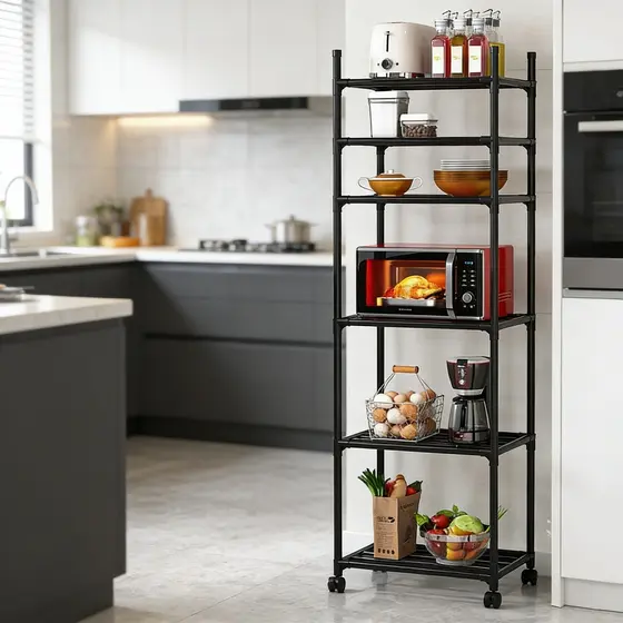 6 Camadas Estante Multiuso Em Metal Prateleira Armazenamento Móvel Organizadora De Banheiro Cozinha