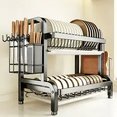 Escorredor Kitchen Rack 43/53cm Aço Inoxidável Organizador Louça Preto Pia Kitchen Rack Aço Ino