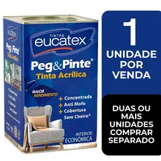 Tinta para Parede Peg e Pinte Acrílica Eucatex 18 Litros, Anti Mofo, Sem Cheiro, Interna