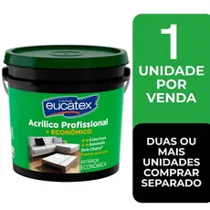 Tinta Acrilica Profissional Mais Econômico Eucatex Premium Balde 15 Litros Branco Fosco