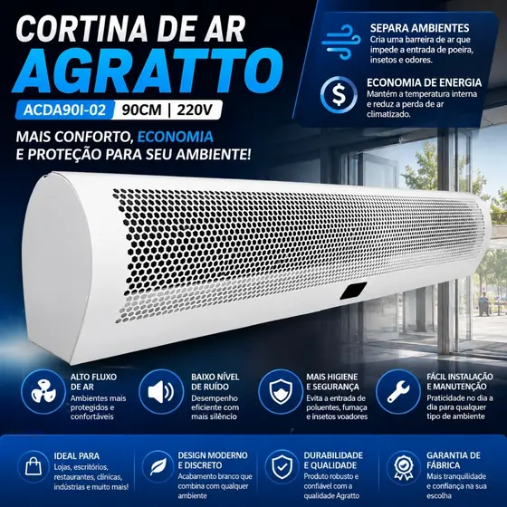 Cortina De Ar Branca 90cm 220v Acda90i-02 Agratto