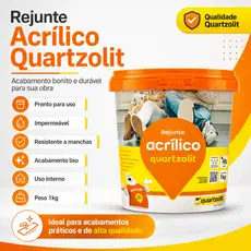 Rejunte Acrílico Flexível Quartzolit 1kg Com Cobertura Uniforme Para Pisos E Paredes Cores