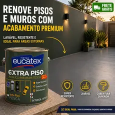 Tinta Acrílica Eucatex Premium Extra Piso Lavável Galão 3,6 Litros Piso Externo e Muros